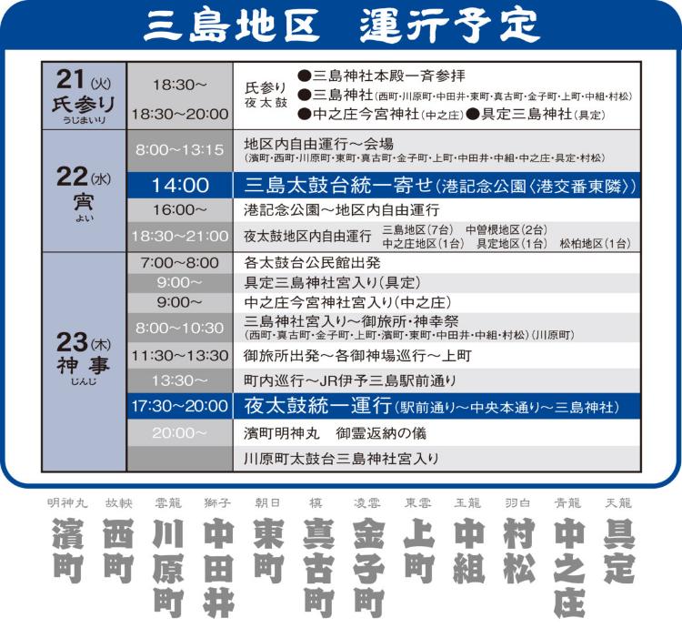 三島地区運行日程2025