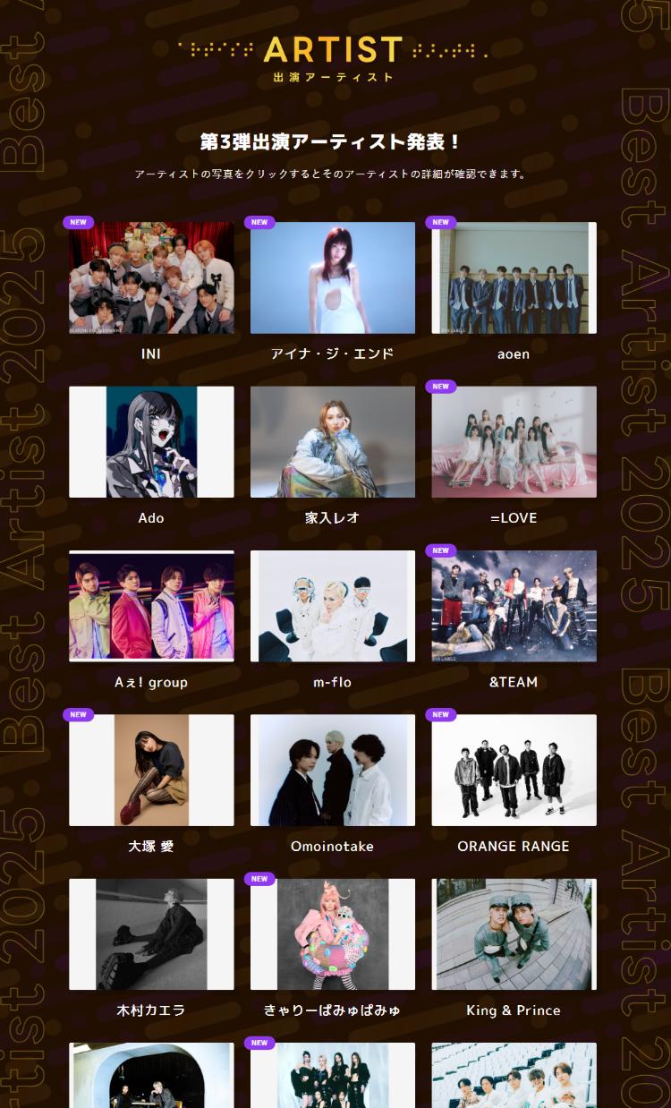 ベストアーティスト2025