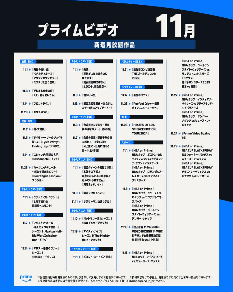 プライムビデオ202511