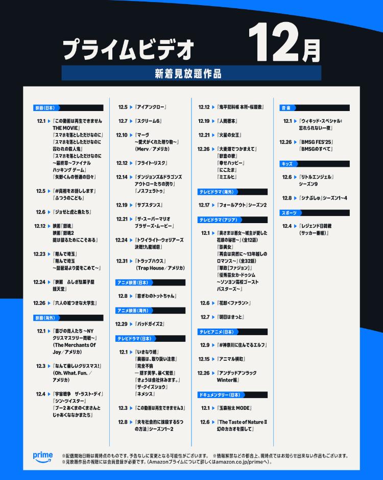 プライムビデオ202512