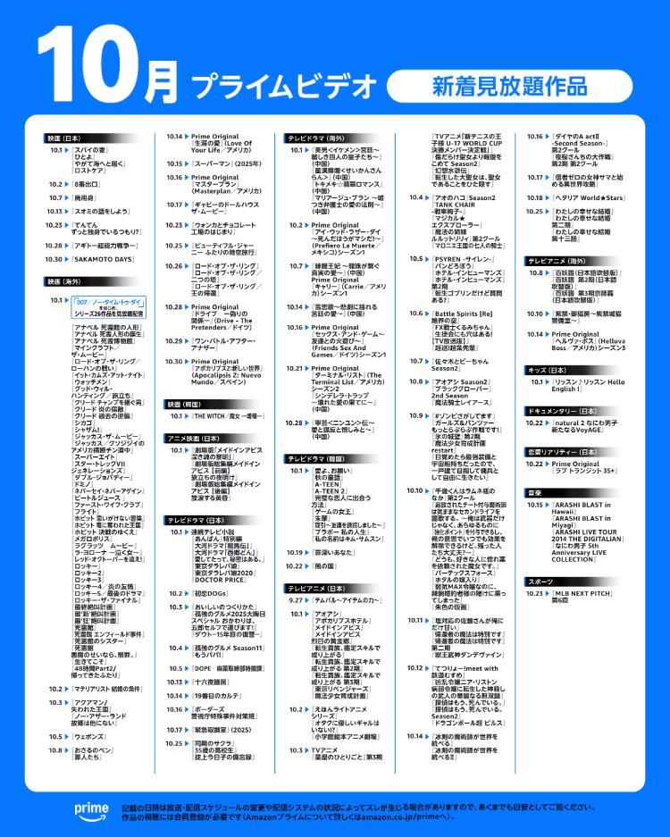 プライムビデオ202610