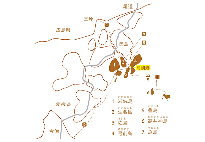 かみじまパンフェス弓削島へのアクセスマップ