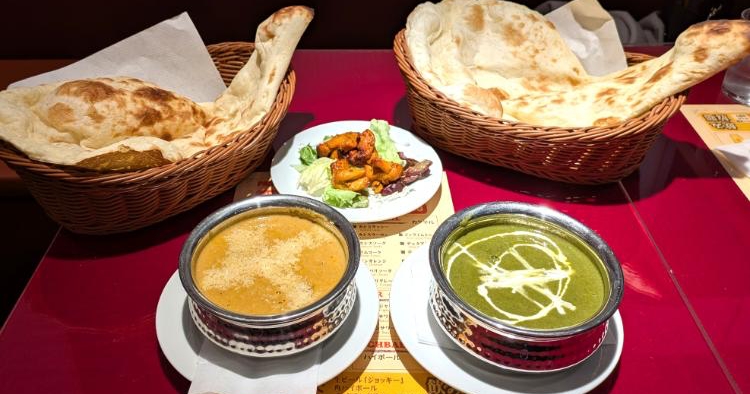 松山グルメ：カレーとナンのランチセット