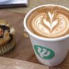 カフェラテ、米粉のマフィン